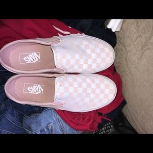 Checkered vans Pink and white